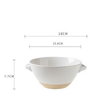 일본 그릇 더블 핸들 도자기 수프 국수 샐러드 가정용 간단한 거친 주방, 1.A