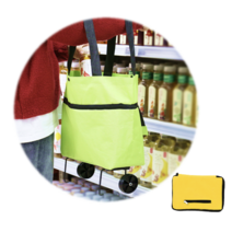 [1+1] 초간편 비비드 파우치 변신 휴대용 바퀴 장바구니, 가방형 블랙 1+1