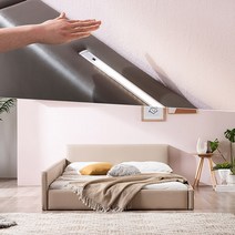 [가구야] 레이어 LED+USB 저상형침대 (SS/Q), 05_슈퍼싱글(Q1 컴포트폼 매트리스), 베이지