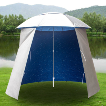 해수욕장파라솔 바닷가 그늘막 비치파라솔 물놀이, 2.4m우산 네이비 오픈 천