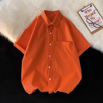 봄과 가을 트렌드 루즈한 캐주얼 반팔 셔츠 일본 단색 재킷