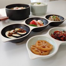 여울 콩깍지 나눔접시 반찬 찬기 소스 종지 2구 3구 국내산 도자기 그릇, 3구(小), 백색