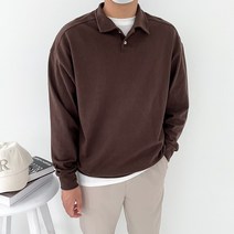 남자 오버핏 단추 카라 헨리넥 맨투맨