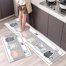 발매트 화장실 현관 주방 업소용 규조토 만화 고양이 패턴 주방 매트 3D 인쇄 복도 발코니 장식 미끄럼 방, 01 1_03 50x80cm