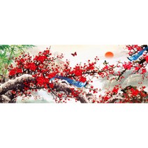 3D 보석십자수 인테리어 풍경화 매화 까치 DIY 전체수 /세트 211214103, 원형비즈, 250*90cm