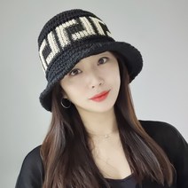 패턴 코튼 지사 밀짚 여름 니트 벙거지 버킷햇 여성모자