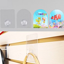 업소용 알림판거는고리 부착식후크 유리용 잘붙는 탈부착형, 제품선택, 투명 타원