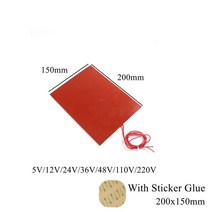 100x100mm 12V 110V 220V 실리콘 고무 난방 패드 사각 플랫 히트 밴드 매트 플레이트 방수 3D 프린터 접착제 스티커, [05] 110V, [06] 120x120mm