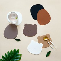 cocooning 러블리 곰돌이 내츄럴 스톤 실리콘 코스터, 테디2개, 브라운