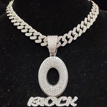 여자 스트릿 힙합 캐주얼 악세사리 남성 여성 힙합 블록 펜던트 목걸이 13mm 풀 크리스탈 쿠바 체인 글자