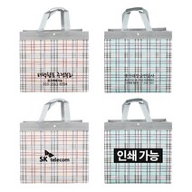 소량인쇄 제작 코팅 부직포백 200장 튼튼한 장바구니 행사 이벤트 가방 책 선물 포장 마트 가게 슈퍼 시장 홍보 재활용, 코팅체크백 중 아이보리