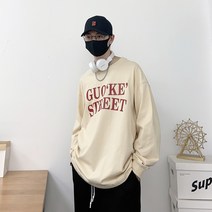 오버클래쓰 남자 긴팔 티셔츠 루즈핏 레터링 라운드 맨투맨