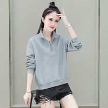 후드집업큰사이즈 스탠딩카라 숏맨투맨 여성 가을 작은 키 빅사이즈 인싸템 캐쥬얼 반집업 상의 트렌드 2576175565