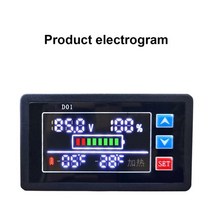 배터리잔량 측정기 자동차 전압계 dc 9v 100v 용량 표시기 전력계 리튬 lifepo4 납산 셀 12v 24v 48v 알람 기능, 직류 9v-100v