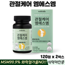 관절케어 엠에스엠 정 관절 연골 msm 식이유황 피쉬콜라겐 식약처인증 관절영양제, 2박스, 관절msm 120정