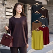 모슬린 엄마옷 무지 면 라운드 티셔츠 ETS109113 마담 미시옷 중년여성의류 빅사이즈 50대 60대여성옷