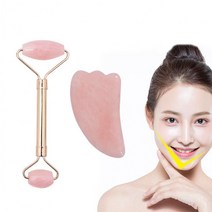 장미석 괄사롤러 원석 스톤 페이스 얼굴 피부 쿨링 리프팅 도구 기계, 하트