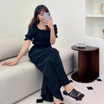 커밍투유 여름 린넨 스모크 반팔 점프수트