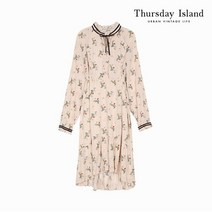 써스데이아일랜드 여성 플라워 프릴 넥리본 롱원피스 T209AOP939W