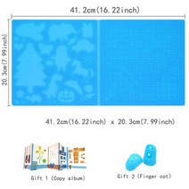 아이 3D 인쇄 펜 실리콘 디자인 패드 2 손가락 캡 장착 기본 템플릿 우수한 DIY 그리기, 01 Blue 41.2x20.3CM