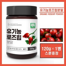 유기농 로즈힙 분말 가루 파우더 로즈힙퓨레 100% 폴란드산 로즈힙차 장미열매 tea 추천, 1병, #*유기농 로즈힙 분말#* 120g (스푼증정)