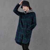 S16 기모 도톰한 체크 패턴 후드 남방
