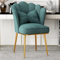 북유럽 의자 식탁의자 벨벳 체어 화장대 화장대의자 의자 등받이 카페 의자+소파 베개, 그린-골드 의자 다리