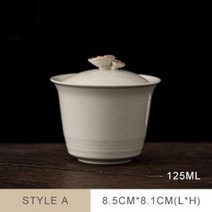 전통 찻잔 보이차 말차 다완 정호 개완 막사발 찾잔 125ML 레트로 플랜트 애쉬 착색, 단조롭고 지루한