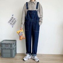 라이딩 남성 작업복 점프슈트 스트링 멜빵바지 박스핏 보드복 긴바지 추동 점프슬림 남자 캐주얼