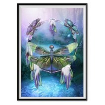 보석십자수 풍경 드림캐쳐 인테리어 소품 새해 신년 연말 수능 졸업 선물 취미 자가격리, 전체 40X30CM 라운드, 협력사, 주황색