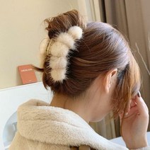 몰드 겨울 페이크퍼 올림머리 헤어 집게핀