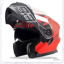 ANDA 오토바이 시스템 헬멧 남성 오픈풀페이스 배달 라이딩, 한 사이즈, 플레임레드[HD고글]