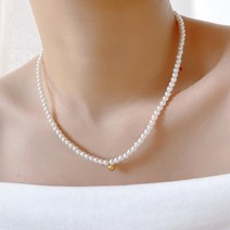 진주 목걸이 18K 미니 진주 목걸이 4mm 여성 선물 애인 선물