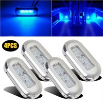 보트윈치 4pcs 3inch abs 해양 led 의례 빛 계단 요트 갑판 투명 자동차 램프 내부 외부 dc 12v 블루 화이트 방수, 4pcs 블루