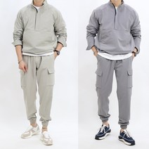 남자 카고 조거 스판 아노락 트레이닝 세트 ( 기모 기본 )