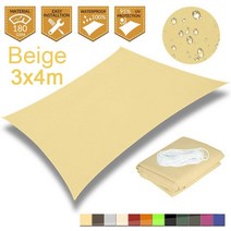 정원 태양 보호소 방수 회색 사각형 사각형 그늘 돛 테라스 캐노피 수영 태양 그늘 캠핑 하이킹 마당 돛 천막, b-베이지 3x4m