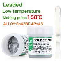 납땜용 저온 무연 주사기 smd 솔더 페이스트 플럭스 Led Sn42Bi58 Sn63Pb37 SMD 수리 용접 페이스트, 09 OLK Lead Low 50g Bot