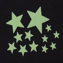 야광별스티커 유리창스티커 유리문 거울 벽 별 12P