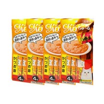 이나바 고양이 챠오츄르 간식, 가다랑어+가다랑어포, 4팩