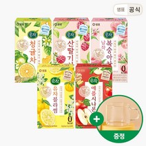 내열컵증정 순작 과일허브티 5종 세트 + 내열유리컵 구성 / 애플시나몬 유자블라썸 납작복숭아차 청귤차 산딸기차