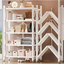 접이식 대형 선반 진열대 렉 수납장 가정용 사무실, 화이트 4단