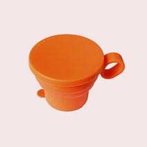 국산 실리콘 접이식 자바라컵 휴대용 손잡이 머그컵, 오렌지