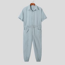 남자점프수트 INCERUN 스트리트웨어 반팔 점프수트