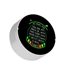 Tuya 와이파이 공기 에어질 계량기 알람. 7 in 1. PM2.5 CO2 TVOC 온도 이산화탄소 기. 흰색, 한개옵션0