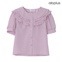 에이비플러스 ab.plus 라운드넥 프릴 반팔 블라우스 (LSW2MB89A)