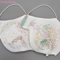 33번 한복조바위 화이트 꽃자수 여아한복 조바위 아기 아동 유아 한복모자