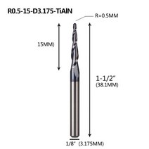 텅스텐 솔리드 카바이드 엔드 밀 볼 노즈 테이퍼 밀 라우터 비트 CNC 목재 금속 밀링 커터 4mm 6mm 8mm, R0.5-15-D3.1-TiAlN