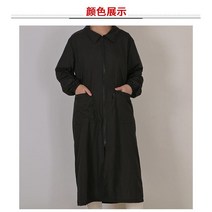 애견미용가운 빅사이즈 미용사복 애견샵 동물병원 수의사 털 안붙는 유니폼, L, 11 긴 지퍼  긴 검은색 소매