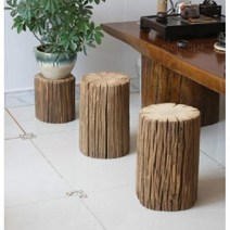 오래된 원목 느릅나무 통나무 스툴 고재 원형 의자, 16X20CM