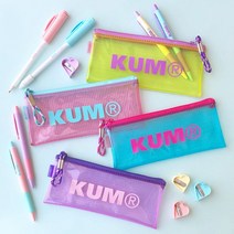 클리어파우치슬림사각KUM KM178, 쿰(KUM)클리어슬림파우치 파스텔 핑크 KM178 PQ